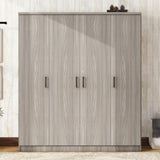 ZUN 4-Door Wardrobe with 1 Drawer, Gray 97453152