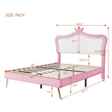 ZUN Queen Size Upholstered Bed Frame with LED Lights,Modern Upholstered Princess Bed With Crown WF307963AAH