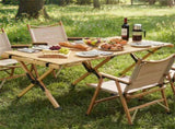 48"24" Foldable Pine Wood Camping Table Portable Roll Up Beach Table with Carry Bag 75650742
