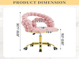 Pink Velvet Bubble Vanity Chair with Gold Base, 360&deg Swivel Height Adjustable Ergonomic Accent W3875P446136