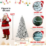 Artificial 6ft Flock LED-lit Christmas Tree with 779PVC Mixed Branch Tips,Hinged Premium & Foldable 84739451