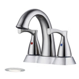 2 Handle 4 Inch Centerset Bathroom Sink Faucet with Pop-Up Drain, Brushed Nickel W122460799