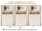 3 in 1 Vanity Desk with open Top Mirror,Small Make Up Vanity Set with Visible Glass Desktop,Compact 00445064