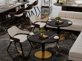 Round Modern Tulip Dining Table 31.5", Sintered Stone Top with Aluminum Alloy Edge, stainless steel W3316P457300