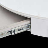 Modern Round White & reall wood color Coffee Table Drawers and metal legs,Drum Coffee Table W1911P269601