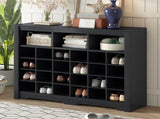 ON-TREND Sleek Design 24 Shoe Cubby Console, Modern Shoe Cabinet with Curved Base, Versatile WF309308AAB