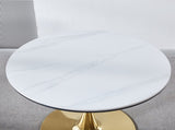 31.5"GOLDEN AND WHITE Tulip Table Mid-century Dining Table for 2-4 people With Round Mdf Table Top, W234P156697