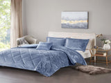 King/Cal King Velvet Duvet Cover Set with Throw Pillow B03596097