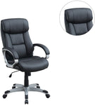 ZUN Classic 1pc Office Chair Black Color Cushioned Headrest Adjustable Work Silver Armrest HS00F1685-ID-AHD