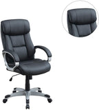 ZUN Classic 1pc Office Chair Black Color Cushioned Headrest Adjustable Work Silver Armrest HS00F1685-ID-AHD