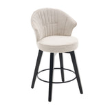 008-Set of 2 Counter Height Swivel Bar Stools, Chenille Upholstered Chairs with Wide Backrest for W2636P239835