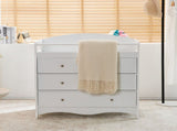 White 3-Tier Drawer Baby Cot with Safety Guard 90.5x58x92cm Wooden Baby Bed & Storage Combo 88025463