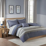 ZUN Full Striped Comforter Set with Bed Sheets B03595908