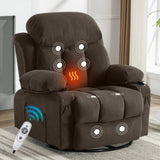 Swinging recliner massage heated sofa, with USB and 2 cup holders in side pockets, W1521P303179