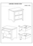 Bedroom Bed Side Table 1x Nightstand White Color Wooden 2 Drawers Table Nightstands B011133627