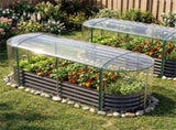 3-in-1 Raised Garden Bed with Greenhouse Cover, Galvanized Steel Planter Box for Year-Round Growing 55483065