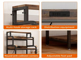Vintage 4-Tier Mini Fridge Stand with Storage, Mini Fridge Cabinet with Storage, Microwave Stand, W2641P383932