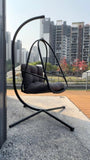 Swing Egg Chair with Stand Indoor Outdoor Wicker Rattan Patio Basket Hanging Chair with C Type W2707P296435
