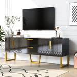 ZUN U-Can Modern TV Stand for TVs up to 75 Inches, Storage Cabinet with Drawers and Cabinets, Wood TV WF309201AAB