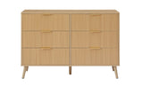 ZUN Bedroom Dresser, 6 Double Dressers with Wavy Drawers, Wooden Chest of Drawers for Children's Room, W1162P190403