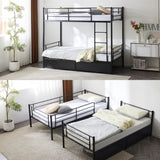 Twin Over Twin Convertible Bunk Bed with 2 Storage Drawers, Metal Bunk Bed Can be 03534327