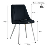 Modern simple velvet black dining chair home bedroom stool back dressing chair student desk chair W210115307