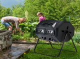 Outdoor Compost Tumbler Dual Chamber, Outdoor Tumbling Composter Dual Rotating Batch Compost Bin, 42 90921174
