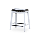 24" Counter Stool, White Finish, Black Leather Seat B04660613