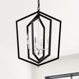 4-Light Farmhouse Kitchen Chandeliers, Matte Black and Sliver Vintage Rustic Cage Light Fixture W1592P209924
