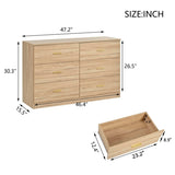 ZUN Modern Natural 6-Drawer Dresser for Bedroom - Ample Storage Wide Chest of Drawers, Sturdy & Safe W1785P178138