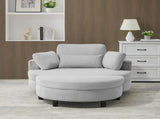 51-inch gray corduroy sofa with two throw pillows and a waist pillow with an extra tray for W1658P143717