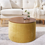 2-Piece Set Round Chenille Storage Ottoman, Equipped with a Drum Shaped Small Stool, Storage Space, W487P179602
