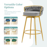 Swivel Counter Height Bar Stools Set of 2,31.5"Bar Height Stools with Hand-Woven Backrest & Gold N762P216979E
