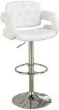 Classic Armrest Tufted White Faux Leather Upholstered Faux Leather Barstool / Chair Adjustable HS00F1562-ID-AHD