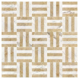 12*12 Waterjet marble,White Gold 2 color, marble, for floor and wall,polished marble tile, W1696P262346