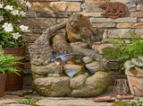 24.75" High CALLAN FOUNTAIN Weather Resistant Floor Fountain with Light, Light Brown Moss 71777.00LM