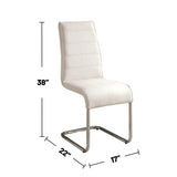 Set of 2 Padded White Leatherette Side Chiars in Chrome Finish B016P156853