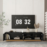 Mid Century Modern TV with LED Lights for 80 Inch TV, Entertainment Center Wooden TV, TV W1321P154003