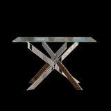 Modern minimalist tempered glass coffee table metal leg rectangular dining table transparent glass W1727P206493