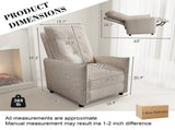 Chenille Fabric Recliner Chair for Adults - Manual Push Back Reclining Sofa with Sturdy Metal Frame, W3568P431428