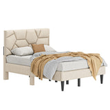 Queen Bed Frame, linen storage headboard, strong and stable, no noise, no box spring, Weight 397lbs W2896P208864
