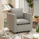 Decorative chair, comfortable gray single sofa chair, soft breathable seat cushion, soft cushion W1727P237735