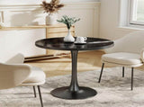 31.5" Round Modern Tulip Dining Table, Sintered Stone Tabletop with Luxury Faux Marble Print, Carbon W3316P540349
