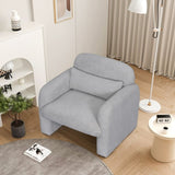 Stylish and Minimalist Teddy Fleece Single Sofa Chair with Arms and Pillow, Armchair, Accent Chair W1716P196466