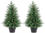 2 Pcs 4FT LED Trees Christmas with Timer and 15 Red Berry Clusters, Easy Assembl 70213027
