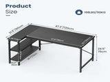 47" L-Shaped Computer Desk with Reversible Storage Shelves and PC Stand, Corner Gaming and Home 88282427