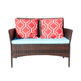4-piece outdoor rattan sofa with cushion brown 29718300