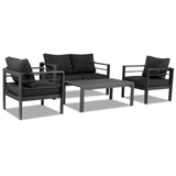 ZUN Aluminum Patio Furniture Set, 4 Pieces Modern Outdoor Conversation Set Sectional Sofa with Cushion 75618099