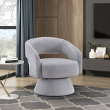 Modern Luxurious Swivel Accent Chair Gray Soft Corduroy Upholstery Plush Seating Solid Wood Stylish B011P256232