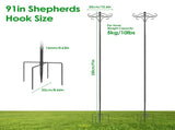 Shepherds Hook for Outdoor, 5-Prong Base Adjustable Height Garden Hook with Dual Sided Hooks, Sturdy 35830695